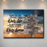 Ocean Sunset Color with Saying 7 Multi-Names Premium Canvas