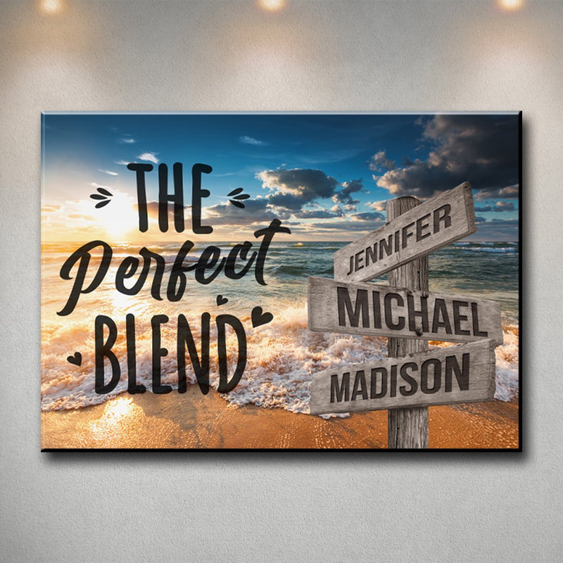 Ocean Sunset Color with Saying 4 Multi-Names Premium Canvas