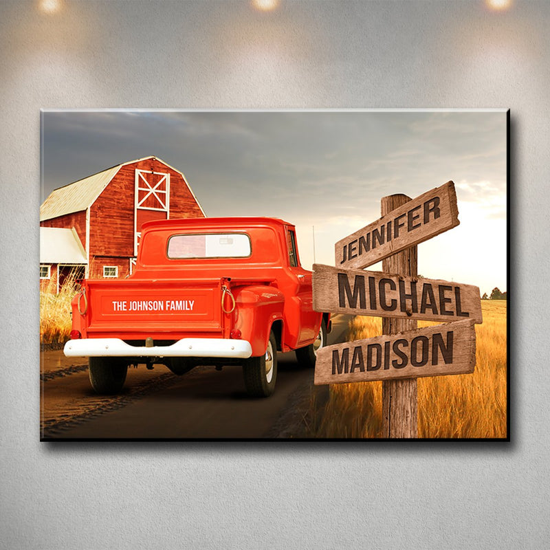 Old Truck Barn Multi-Names Premium Canvas