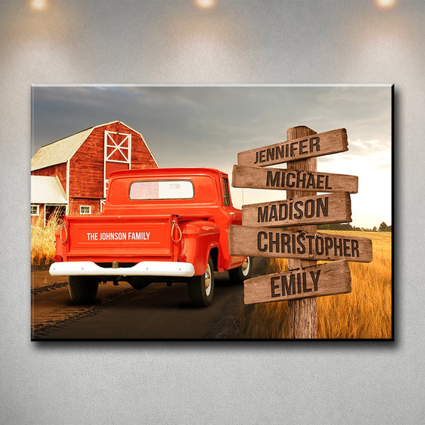 Old Truck Barn Multi-Names Premium Canvas