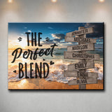 Ocean Sunset Color with Saying 4 Multi-Names Premium Canvas