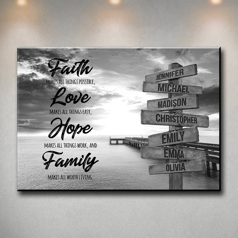 Ocean Dock Faith Multi-Names Premium Canvas