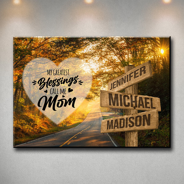 Autumn Road Color - Call Me Mom Multi-Names Premium Canvas