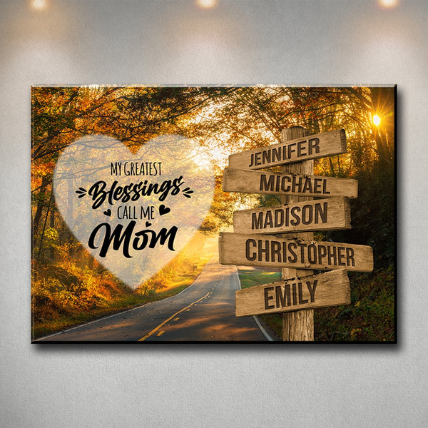 Autumn Road Color - Call Me Mom Multi-Names Premium Canvas