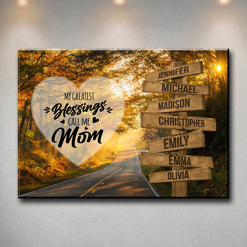 Autumn Road Color - Call Me Mom Multi-Names Premium Canvas