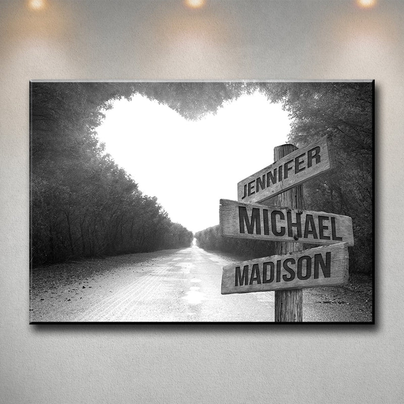 Heart Road Multi-Names Premium Canvas