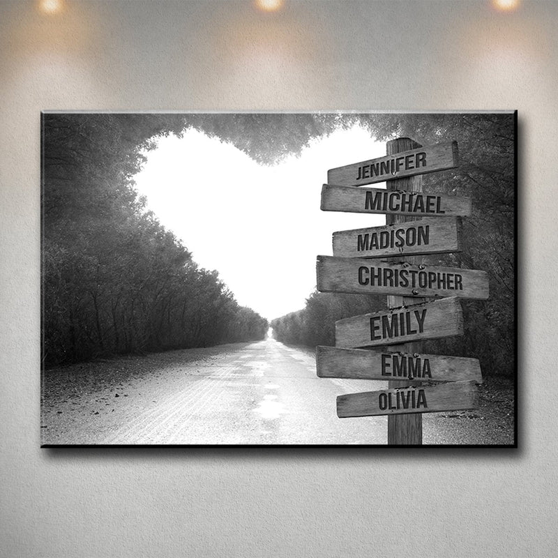 Heart Road Multi-Names Premium Canvas