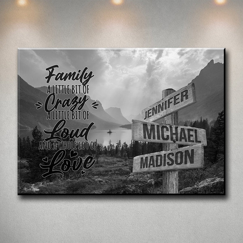 Mountain Range with Saying 2 Multi-Names Premium Canvas