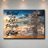 Ocean Sunset Color with Saying 3 Multi-Names Premium Canvas