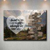 Mountain Range Heart Color Saying 1 Multi-Names Premium Canvas
