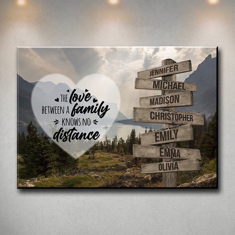 Mountain Range Heart Color Saying 5 Multi-Names Premium Canvas