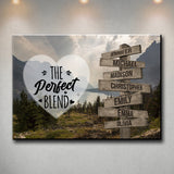 Mountain Range Heart Color Saying 4 Multi-Names Premium Canvas