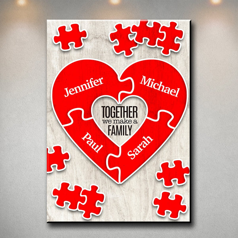 Together We Make A Family Puzzle Premium Canvas