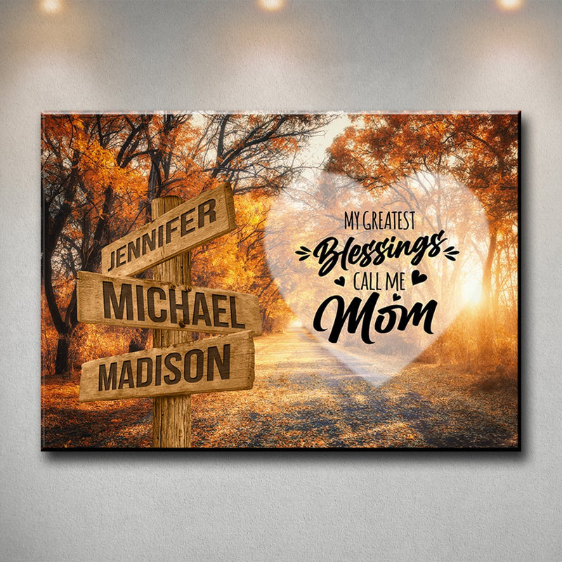 Autumn Road 2 Color - Call Me Mom Multi-Names Premium Canvas