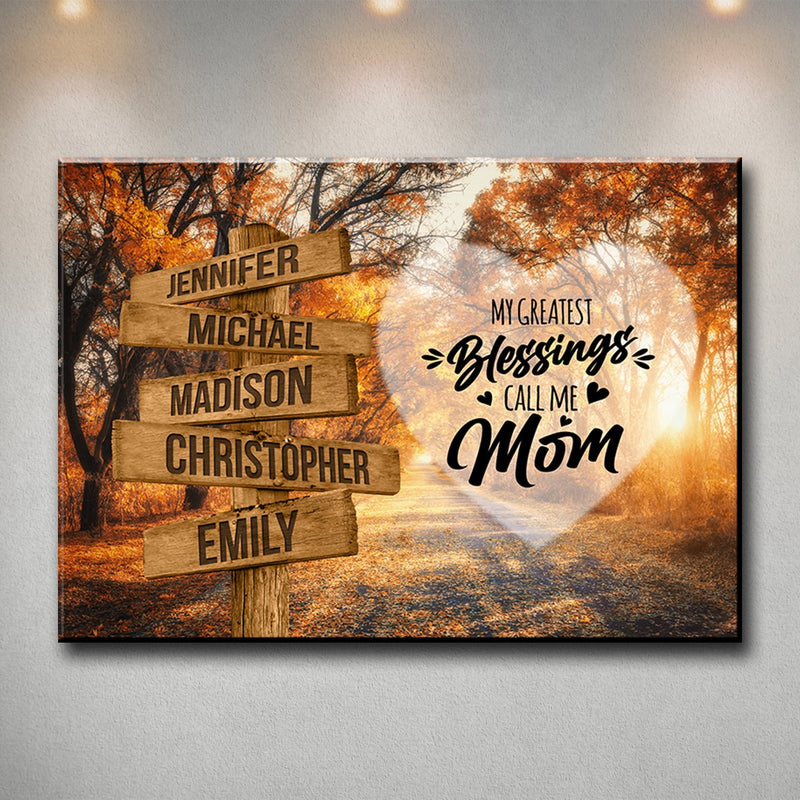 Autumn Road 2 Color - Call Me Mom Multi-Names Premium Canvas