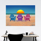 Colored Beach Chairs Multi-Names Poster