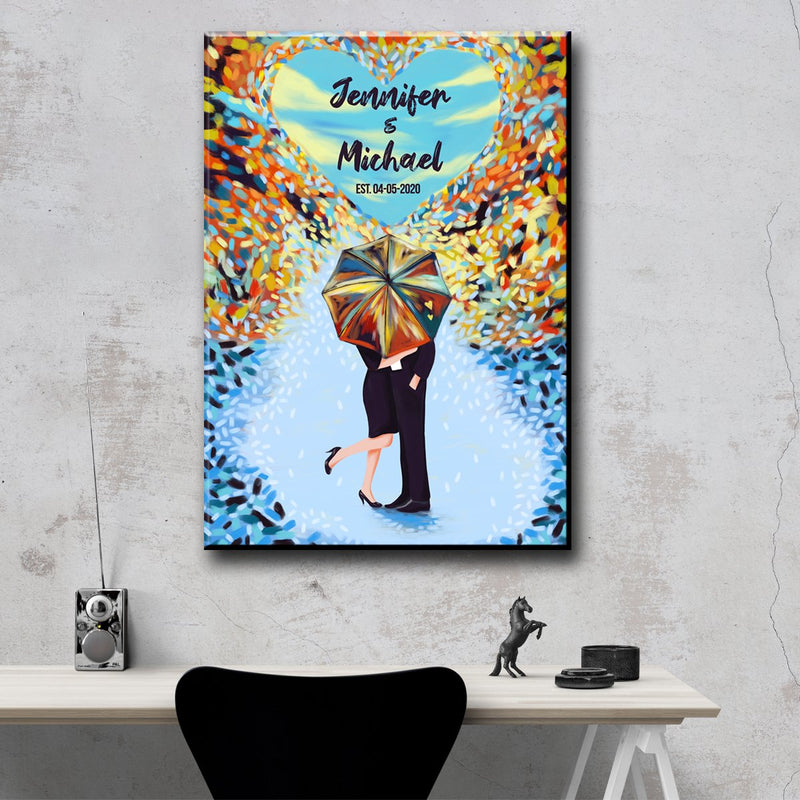 Umbrella Couple Names Premium Canvas
