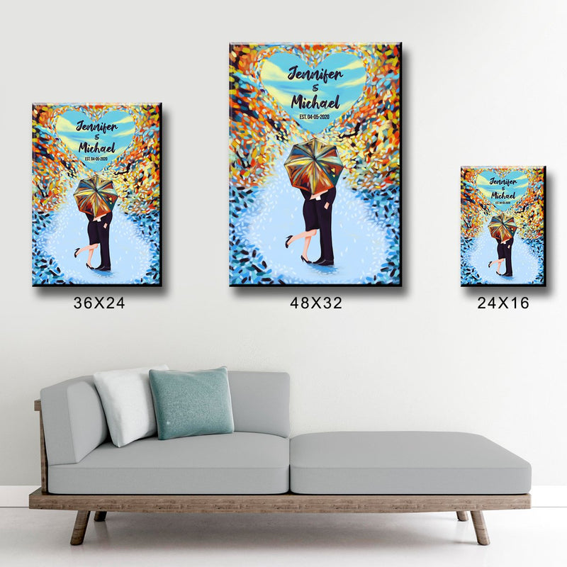 Umbrella Couple Names Premium Canvas