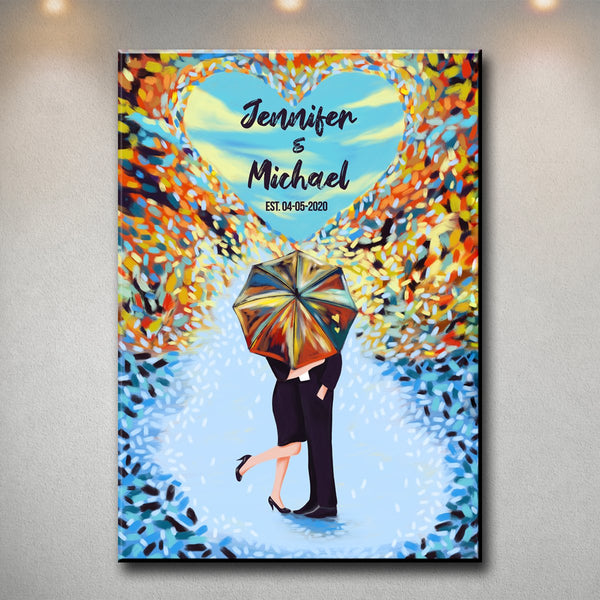 Umbrella Couple Names Premium Canvas