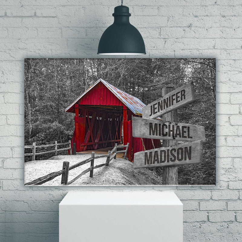 Covered Bridge Multi-Names Premium Canvas