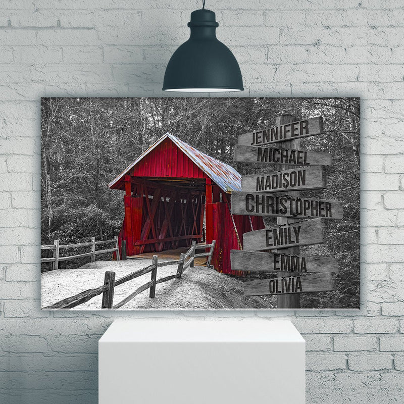 Covered Bridge Multi-Names Premium Canvas