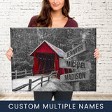 Covered Bridge Multi-Names Premium Canvas