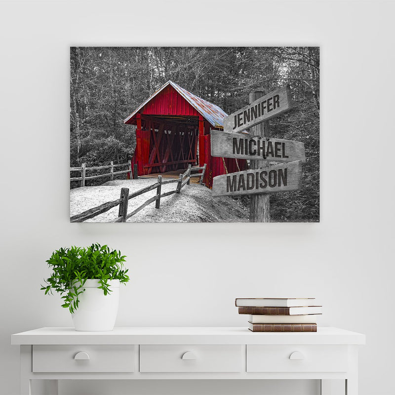 Covered Bridge Multi-Names Premium Canvas