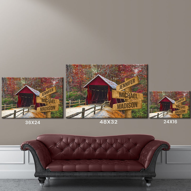 Covered Bridge Color Multi-Names Premium Canvas