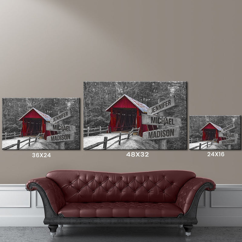 Covered Bridge Multi-Names Premium Canvas