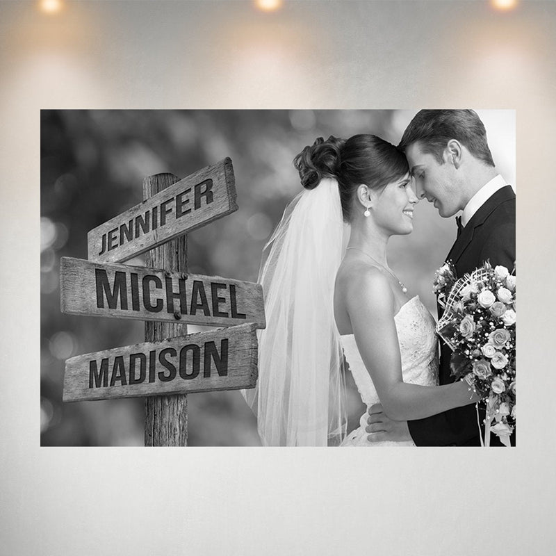 Custom Image Wooden Sign Multi-Names Poster