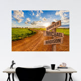 Dirt Road Color Multi-Names Poster