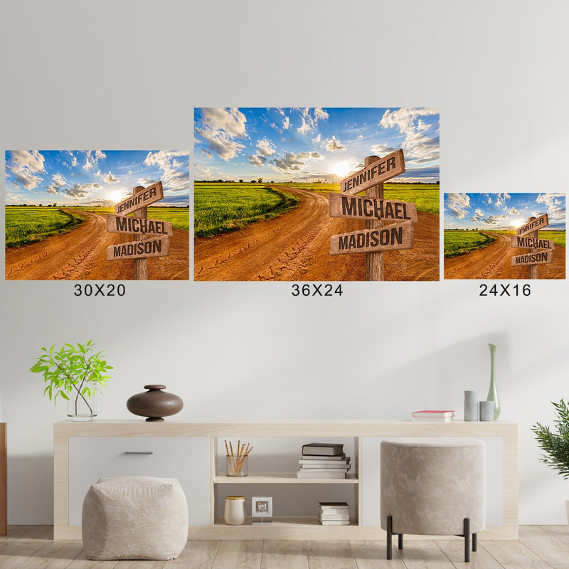 Dirt Road Color Multi-Names Poster