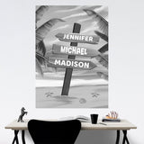 Drawing Beach Sign Multi-Names Poster