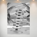 Drawing Beach Sign Multi-Names Poster