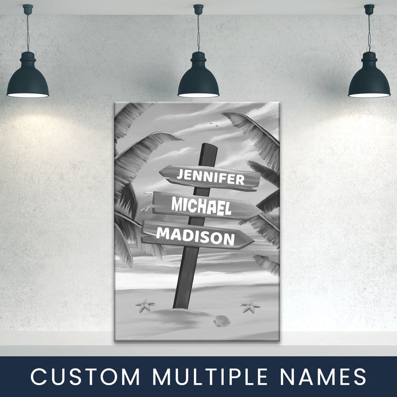 Drawing Beach Sign Multi-Names Premium Canvas