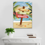Drawing Beach Sign Color Multi-Names Premium Canvas