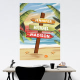 Drawing Beach Sign Color Multi-Names Poster