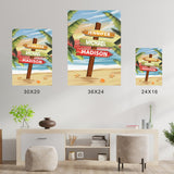 Drawing Beach Sign Color Multi-Names Poster