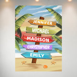 Drawing Beach Sign Color Multi-Names Poster