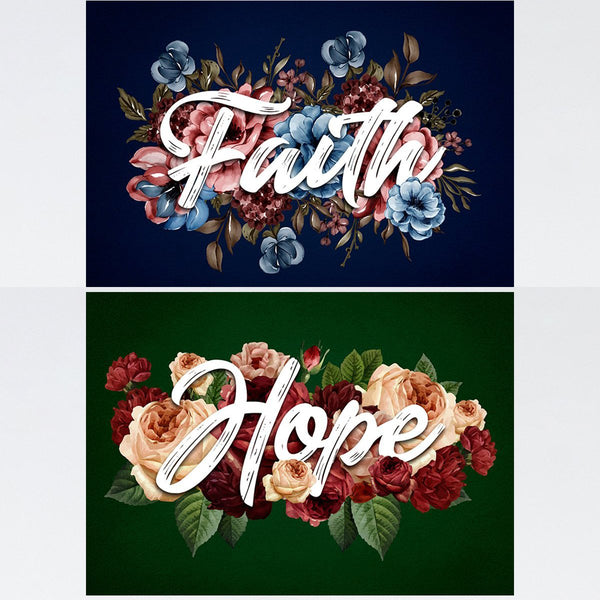 Faith Hope Flowers Poster Set