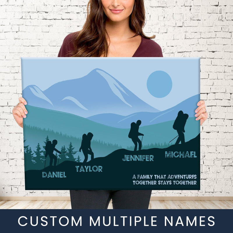Family Adventures Blue Color Multi-Names Premium Canvas