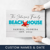 Family Beach House Sign Poster