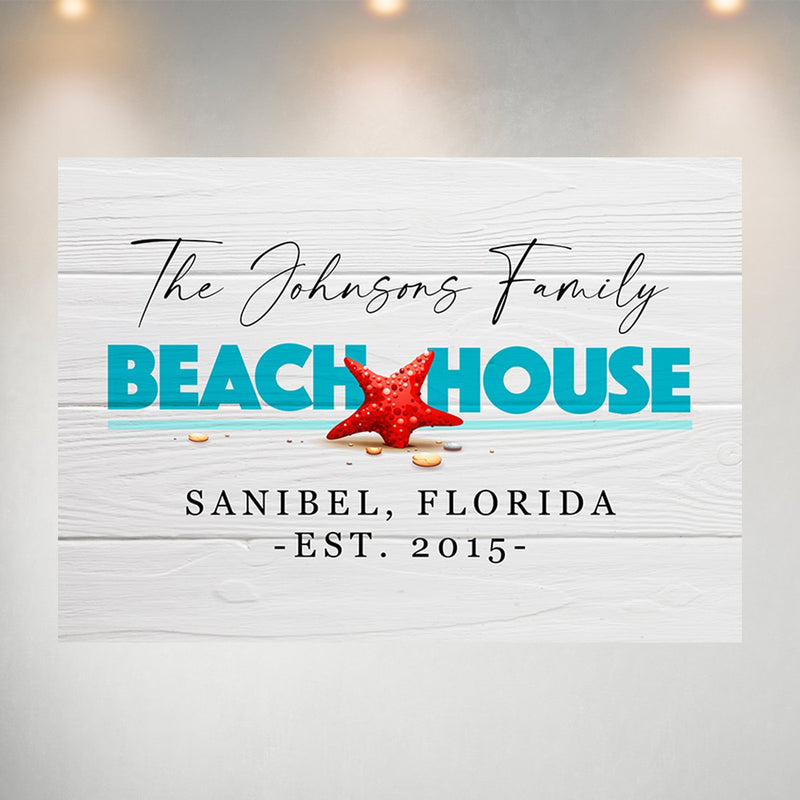 Family Beach House Sign Poster