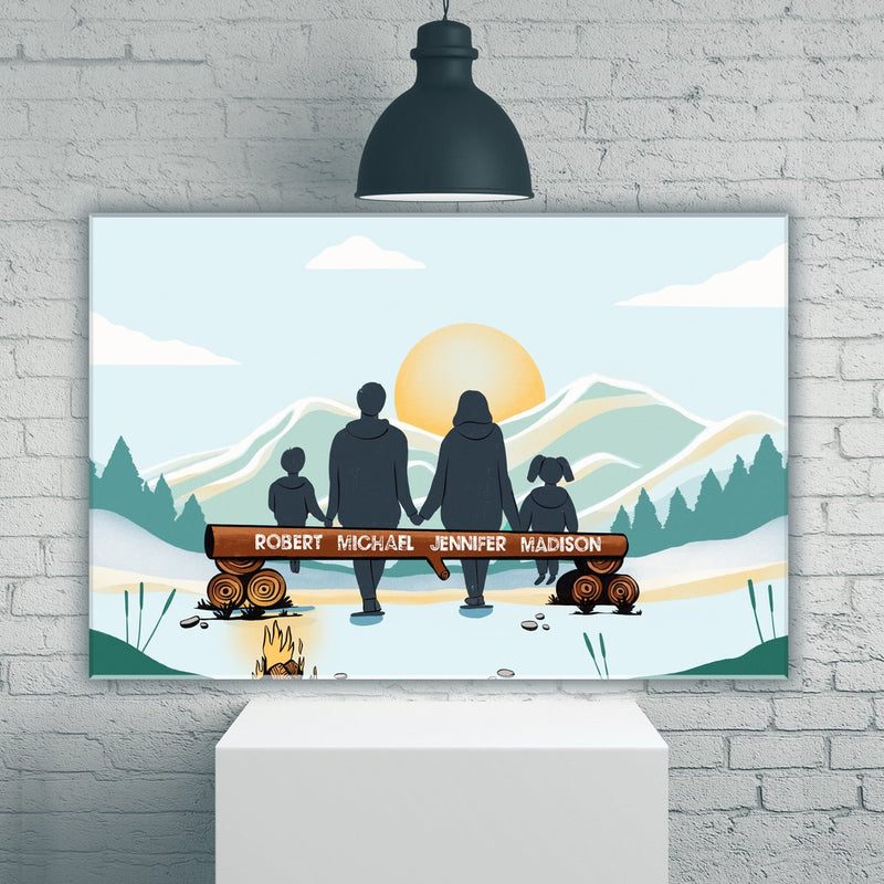 Family Camping Color Premium Canvas