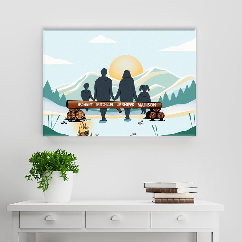 Family Camping Color Premium Canvas