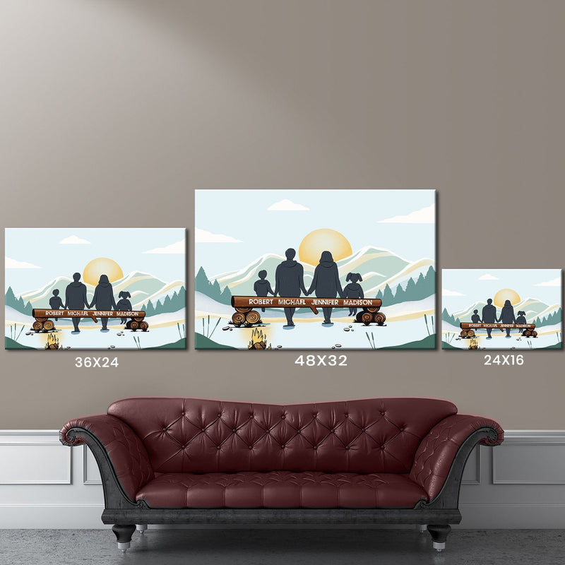 Family Camping Color Premium Canvas