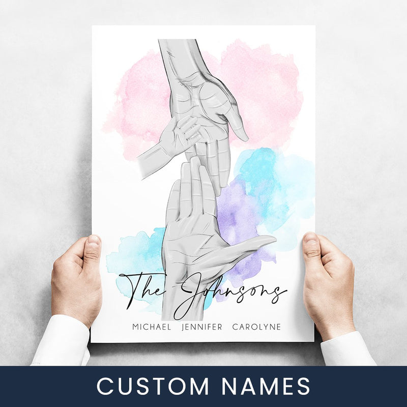 Family Hands Multi-Name Poster