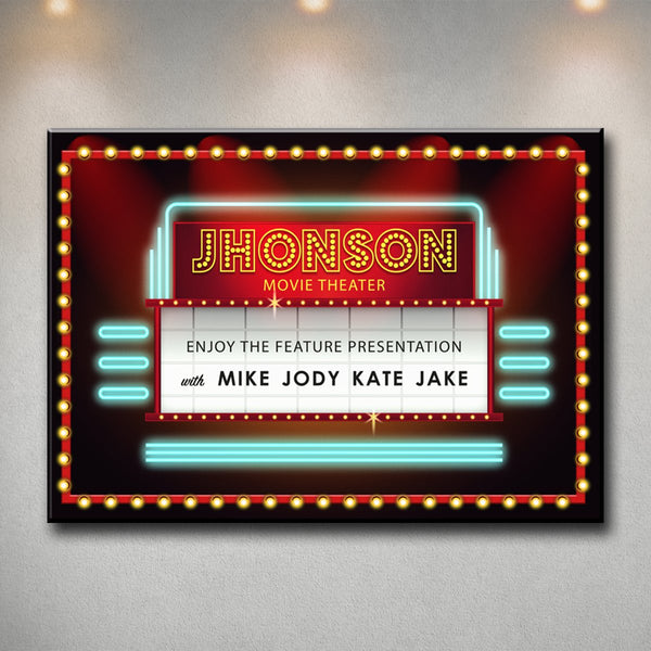 Family Movie Theatre Marquee Premium Canvas