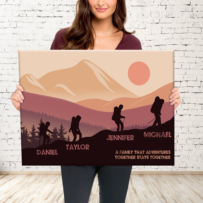 Family Adventures Brown Color Multi-Names Premium Canvas