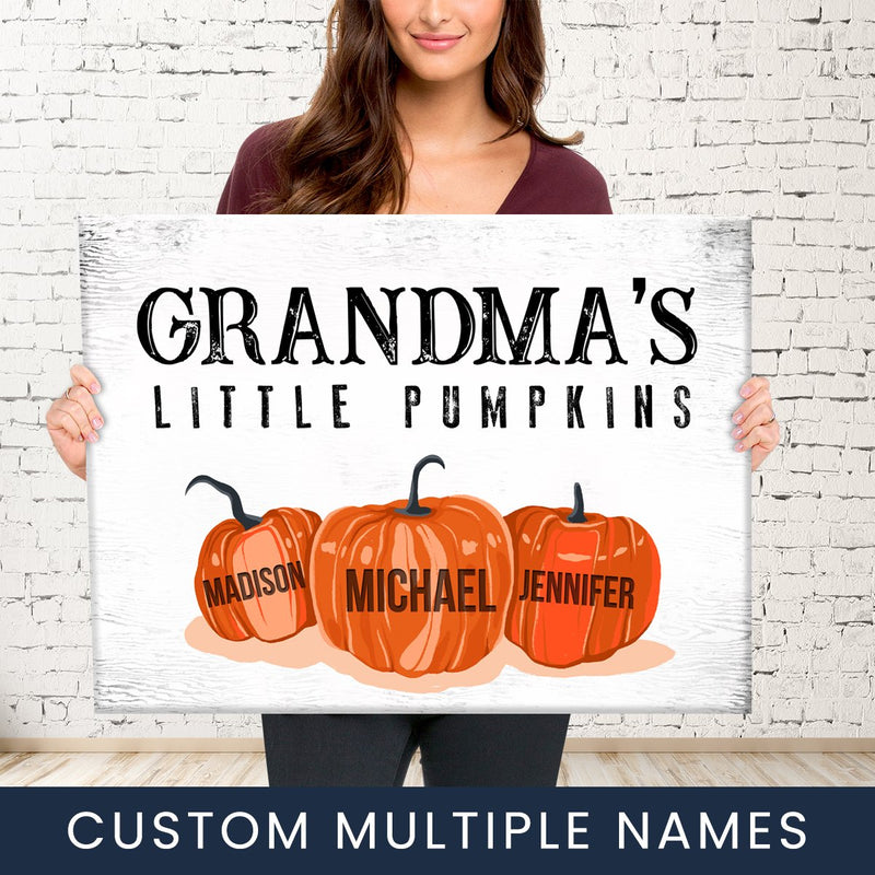 Grandma’s Little Pumpkins Multi-Names Premium Canvas